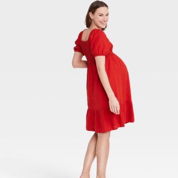 Isabel Maternity Red Dress - Picture 2 of 10